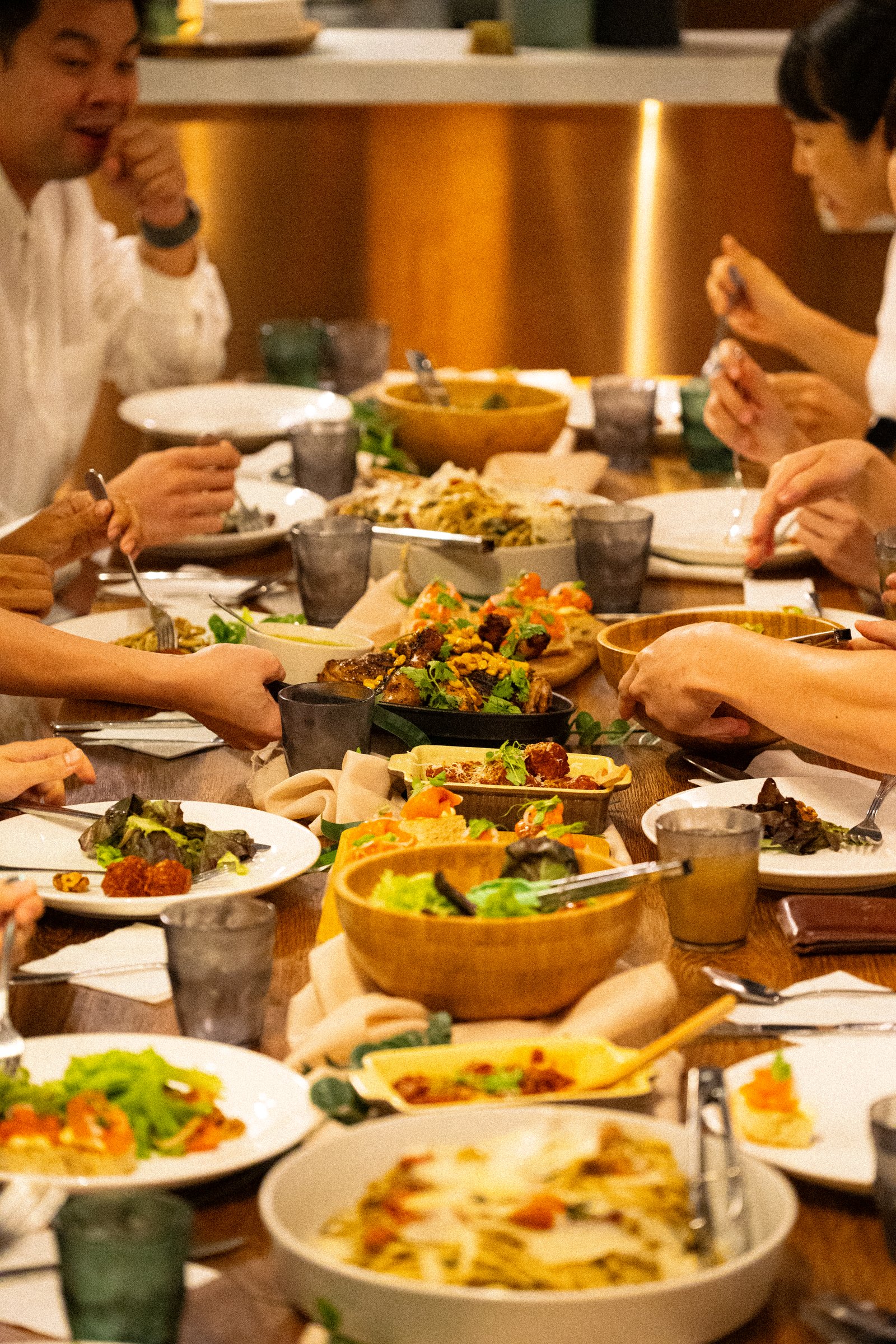 Guests enjoying food together
