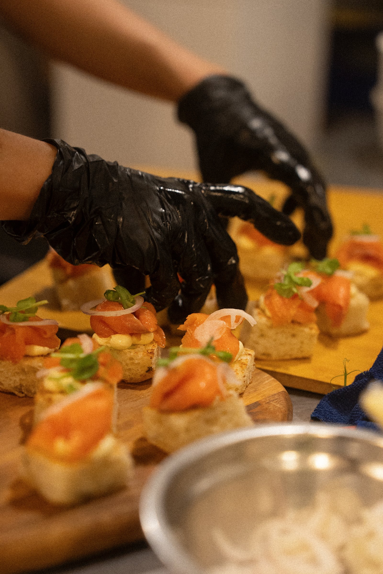 Fresh canapés being prepared