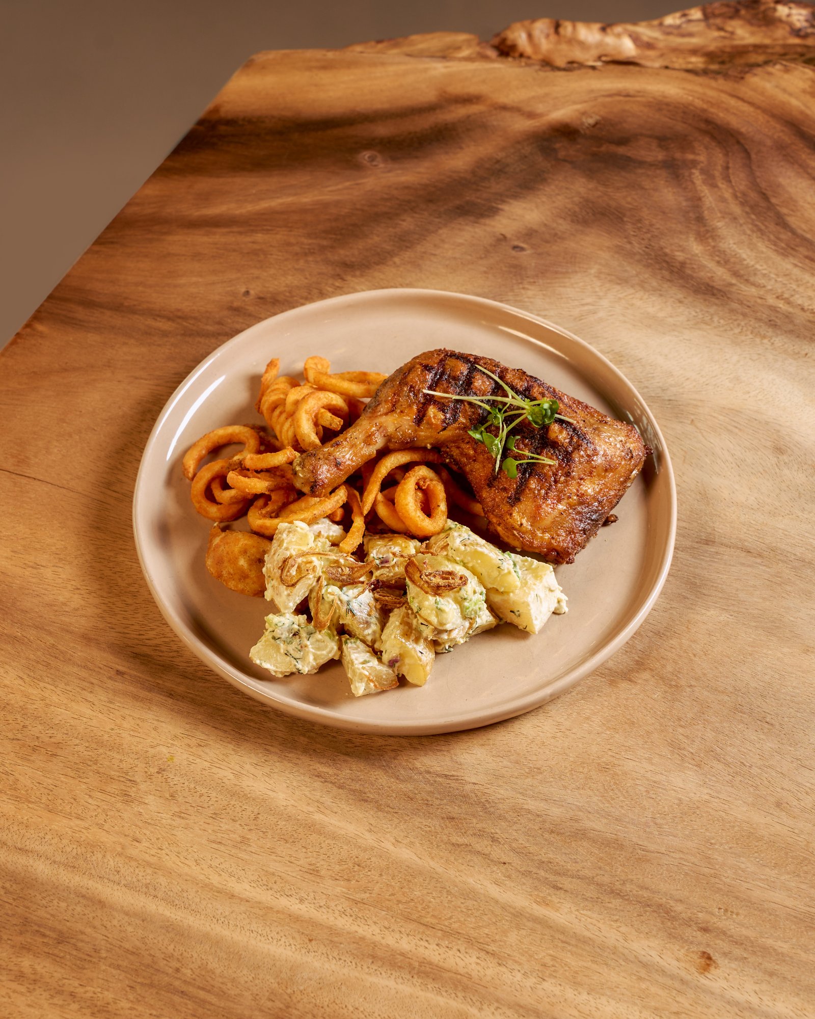 Grilled Steak with Curly Fries