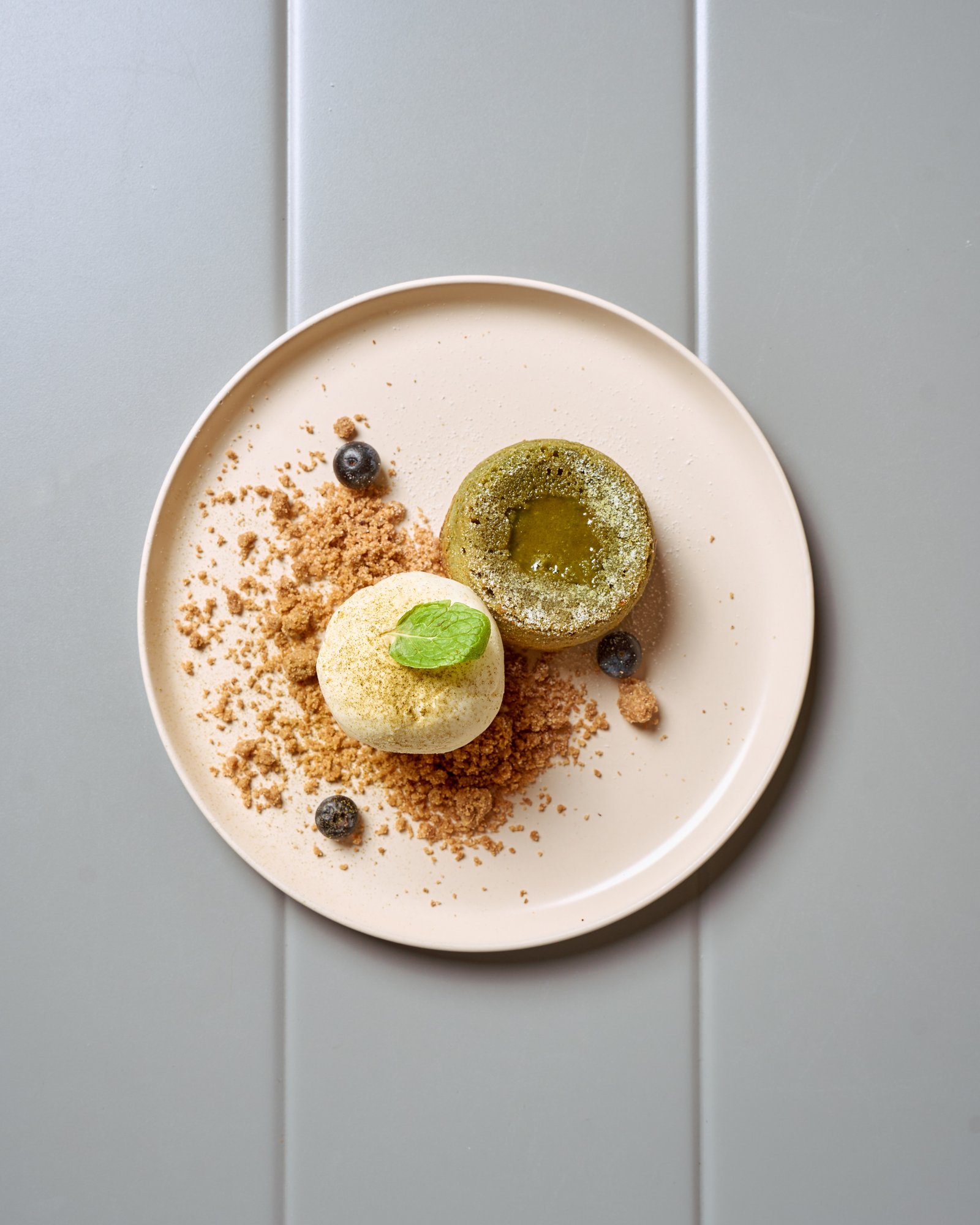 Matcha Lava Cake with Ice Cream